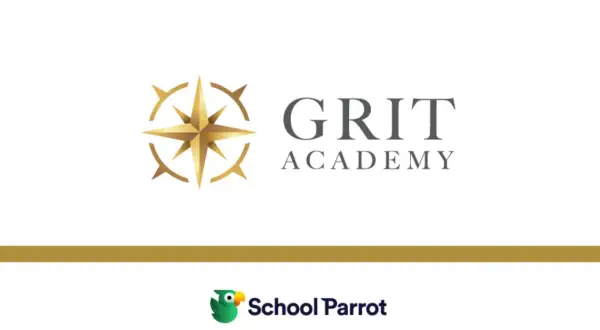 Grit Academy: en gyllene kompass som symboliserar riktning och framgång. School Parrot.